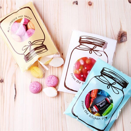 100 PCS / Set Cute Colorful Bottle Pattern Wedding Birthday Cookies Candy Gift Packaging Bag