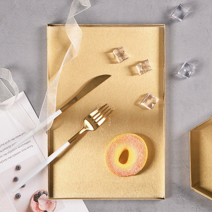 Geometric Gold Stainless Steel Storage Tray Holder