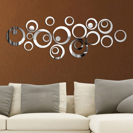24 PCS 3D DIY Circles Decoration Mirror Wall Stickers for TV Background Home Decor Acrylic Decor Wall Art