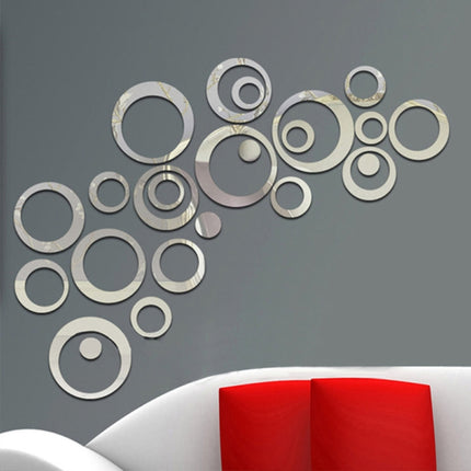 24 PCS 3D DIY Circles Decoration Mirror Wall Stickers for TV Background Home Decor Acrylic Decor Wall Art