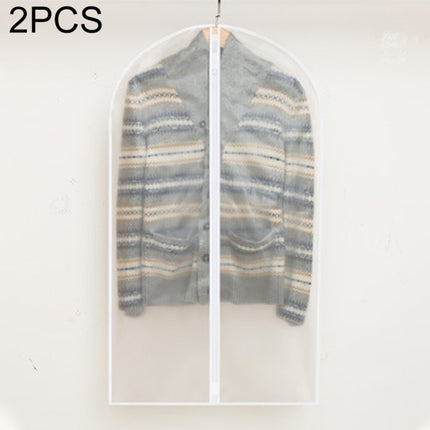 2 PCS Transparent Wardrobe Storage Bags Cloth Hanging Garment Suit Coat Dust Cover with Zipper