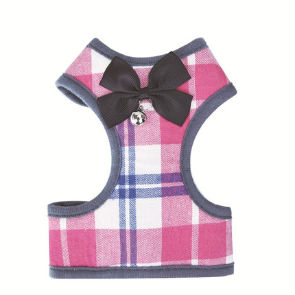 Adjustable Bow Plaid Vest Lead Pull Rope Leash for Cat Dog Pet, Red, Blue, Gray, Pink, Yellow