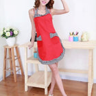 Sleeveless Bow Lace Apron with Pocket