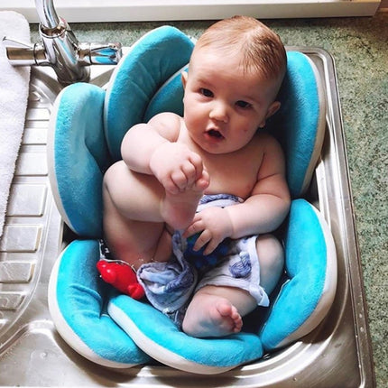 Newborn Baby Bathtub Foldable Blooming Bath Flower Bath Tub for Baby Blooming Sink Bath for Baby Play Bath Sunflower Cushion Mat, Diameter: 85cm