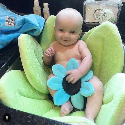 Newborn Baby Bathtub Foldable Blooming Bath Flower Bath Tub for Baby Blooming Sink Bath for Baby Play Bath Sunflower Cushion Mat, Diameter: 85cm
