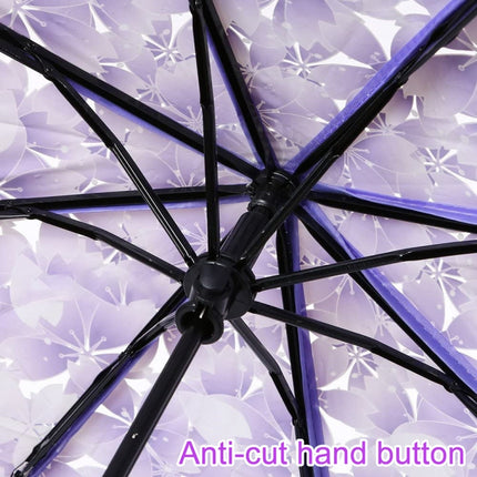 Cherry Blossom Transparent Triple-fold Umbrella Individual Folding Umbrella