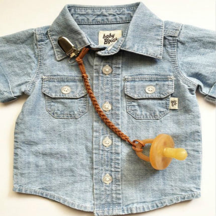 3 PCS Baby Pacifier Chain Leather Woven Anti-off Chain