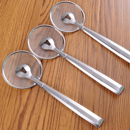 Stainless Steel Fried Food Drain Net Spoon with Clip