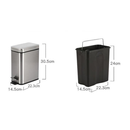 Household Stainless Steel Foot Pedal Small Rectangular Trash Can