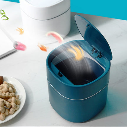 Household Mini Desktop Trash Can Covered Debris Storage Cleaning Cylinder Box, Push-type, Flip Lip - DealBuddy