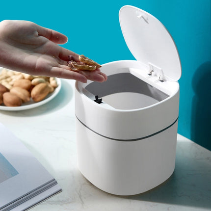 Household Mini Desktop Trash Can Covered Debris Storage Cleaning Cylinder Box, Push-type, Flip Lip - DealBuddy