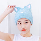 Coral Fleece Soft Absorbent Cat Ear Dry Hair Cap Thickened Adult Shower Cap