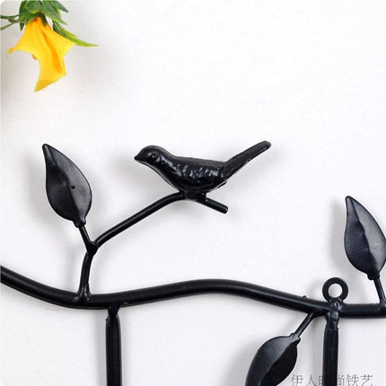 Wrought Iron Birds Pattern Decorated Simple Clothes Hooks