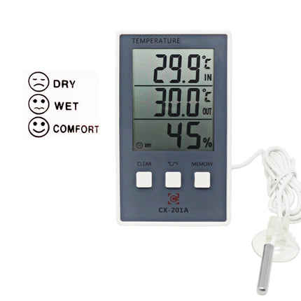 CX-201A LCD Digital Weather Station Thermometer Hygrometer Indoor  Outdoor Temperature Humidity Meter with Temperature Sensor - DealBuddy