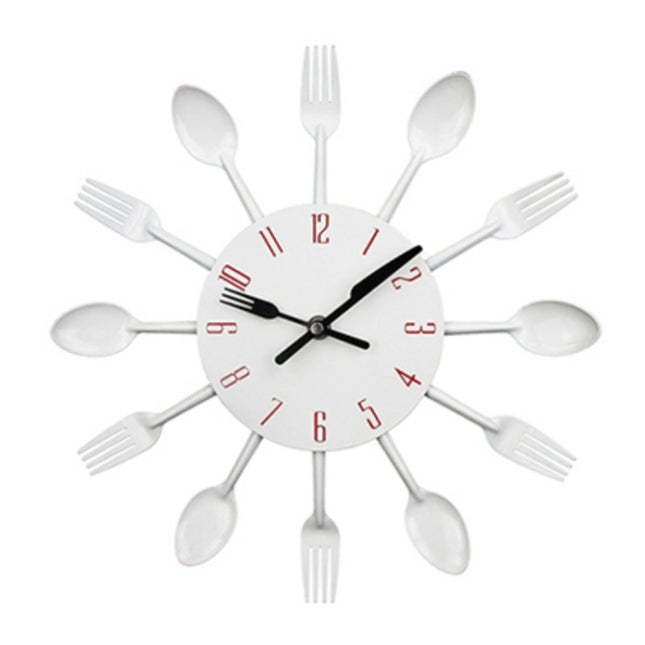 Cutlery Metal Kitchen Wall Clock Spoon Fork Creative Quartz Wall Mounted Clocks Modern Design Decorative Horloge