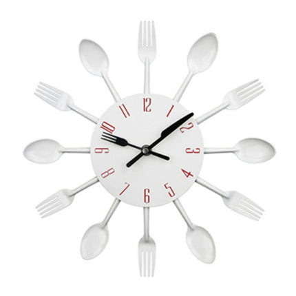 Cutlery Metal Kitchen Wall Clock Spoon Fork Creative Quartz Wall Mounted Clocks Modern Design Decorative Horloge