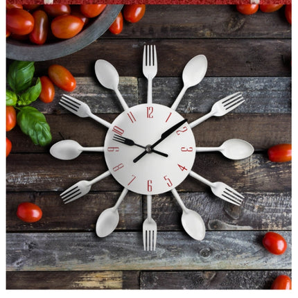 Cutlery Metal Kitchen Wall Clock Spoon Fork Creative Quartz Wall Mounted Clocks Modern Design Decorative Horloge