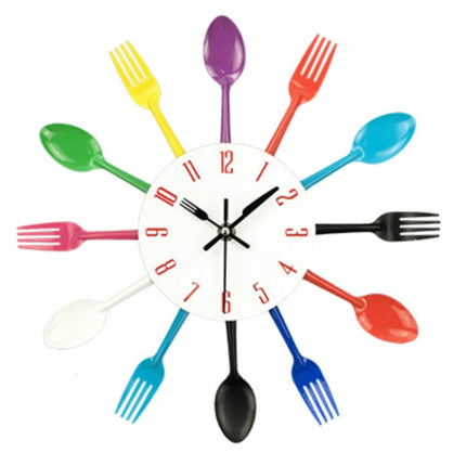 Cutlery Metal Kitchen Wall Clock Spoon Fork Creative Quartz Wall Mounted Clocks Modern Design Decorative Horloge