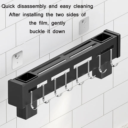 Kitchen Wall-mounted Rack Free Punching Chopsticks Holder, Black 60cm