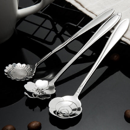 3 PCS Stainless Steel Household Creative Flower Spoon Coffee Stirring Spoon