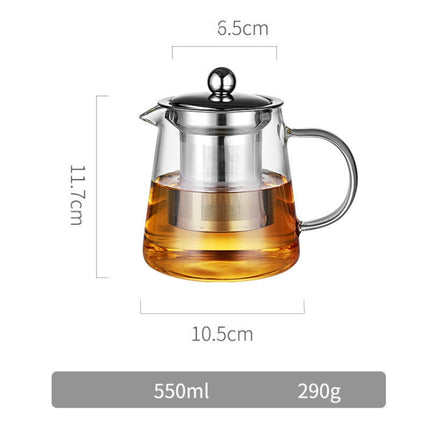Large Capacity Heat Resistant Glass Teapot Tea Set With Stainless Steel Filter For Kung Fu Tea