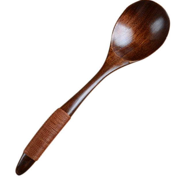 10 PCS Eco Wooden Spoon Flatware Kitchen Soup Coffee Stirring Spoons Cooking Utensil Coffee Tea Mixing Spoons