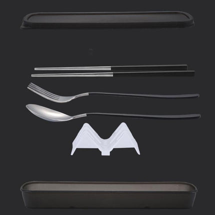 3pcs / Set Portable Stainless Steel Tableware Creative Set Chopsticks Spoon Fork Gift