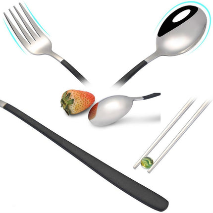 3pcs / Set Portable Stainless Steel Tableware Creative Set Chopsticks Spoon Fork Gift
