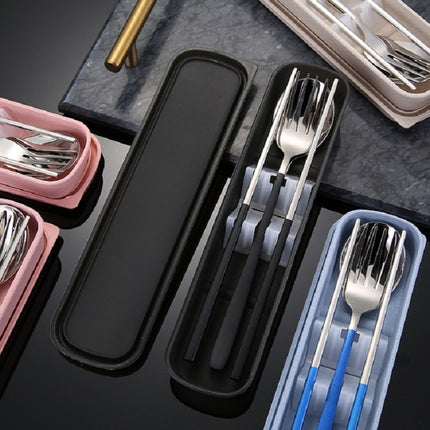 3pcs / Set Portable Stainless Steel Tableware Creative Set Chopsticks Spoon Fork Gift