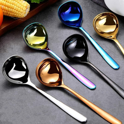Stainless Steel Sauce Spoon Creative Big Head Long Handle Spoon, Gold, Rose Gold, Colorful - DealBuddy