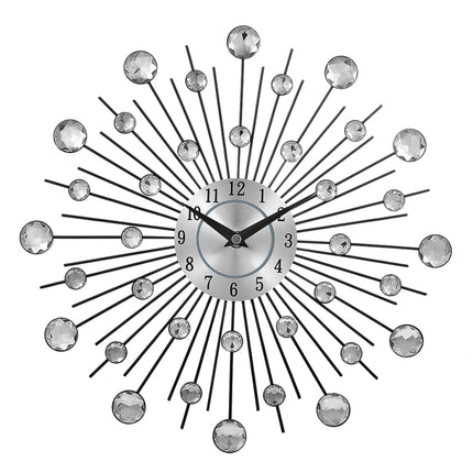 Creative Wall Clock Crystal Silver Wrought Iron Wall Clock Personality Art Decoration Living Room Bedroom Clock