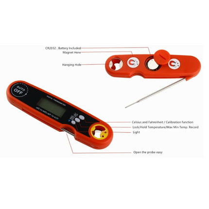 Foldable Probe Waterproof Food Thermometer Kitchen Barbecue Fast Temperature Measurement Digital Display Electronic Thermometer - DealBuddy