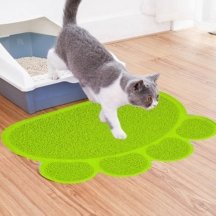 PVC Claw Shaped Cat Litter Mat Pet Placemat Anti-skid Floor Mat Pet Supplies, Rose Red, Yellow Green, Gray, Lake Blue, Coffee, Light Blue - DealBuddy