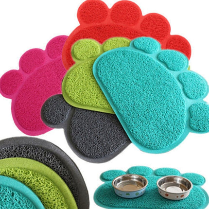 PVC Claw Shaped Cat Litter Mat Pet Placemat Anti-skid Floor Mat Pet Supplies, Rose Red, Yellow Green, Gray, Lake Blue, Coffee, Light Blue - DealBuddy