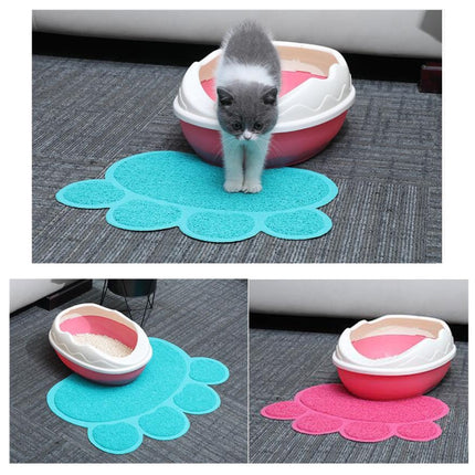 PVC Claw Shaped Cat Litter Mat Pet Placemat Anti-skid Floor Mat Pet Supplies, Rose Red, Yellow Green, Gray, Lake Blue, Coffee, Light Blue - DealBuddy