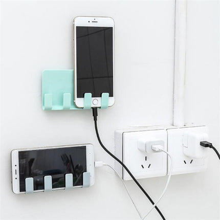 Practical Wall Sticking Phone Charging Holder Socket Strong Sticky Adhesive Sopport Rack Shelf With Hooks