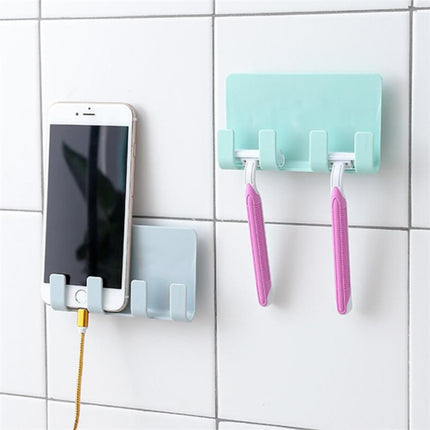 Practical Wall Sticking Phone Charging Holder Socket Strong Sticky Adhesive Sopport Rack Shelf With Hooks