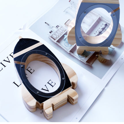 Nordic Wood Rocket Money Box Toys Living Room Decoration Piggy Bank