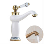 Copper Antique Hot Cold Double Blue White Porcelain Faucet, Platinum, Black Gold, Black, Antique - DealBuddy