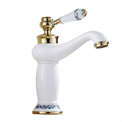 Copper Antique Hot Cold Double Blue White Porcelain Faucet, Platinum, Black Gold, Black, Antique - DealBuddy