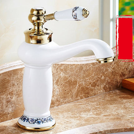 Copper Antique Hot Cold Double Blue White Porcelain Faucet, Platinum, Black Gold, Black, Antique - DealBuddy