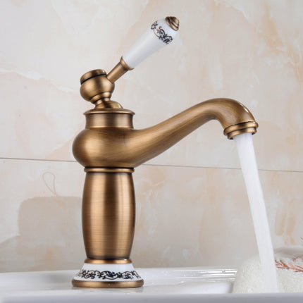Copper Antique Hot Cold Double Blue White Porcelain Faucet, Platinum, Black Gold, Black, Antique - DealBuddy