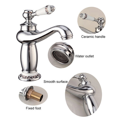 Copper Antique Hot Cold Double Blue White Porcelain Faucet, Platinum, Black Gold, Black, Antique - DealBuddy