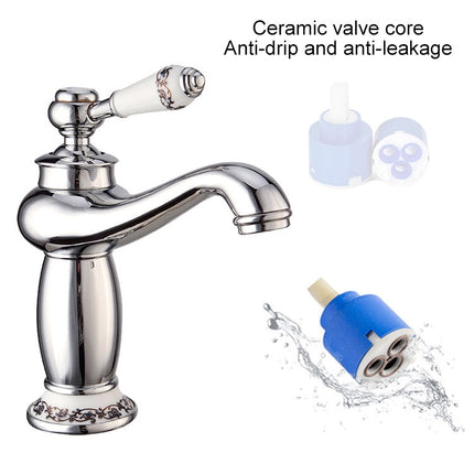 Copper Antique Hot Cold Double Blue White Porcelain Faucet, Platinum, Black Gold, Black, Antique - DealBuddy