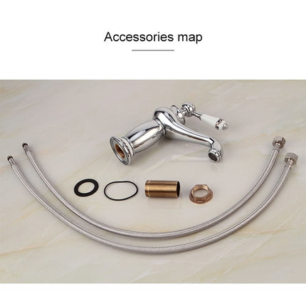 Copper Antique Hot Cold Double Blue White Porcelain Faucet, Platinum, Black Gold, Black, Antique - DealBuddy