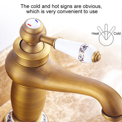 Copper Antique Hot Cold Double Blue White Porcelain Faucet, Platinum, Black Gold, Black, Antique - DealBuddy
