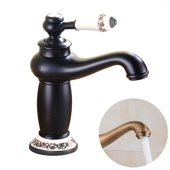 Copper Antique Hot Cold Double Blue White Porcelain Faucet, Black, Antique, Platinum, Black Gold - DealBuddy