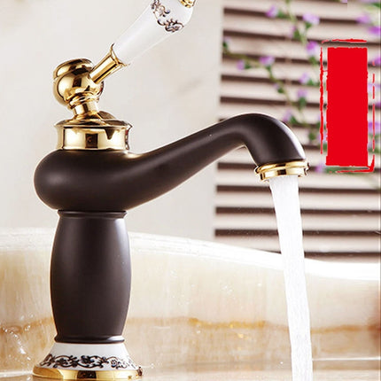 Copper Antique Hot Cold Double Blue White Porcelain Faucet