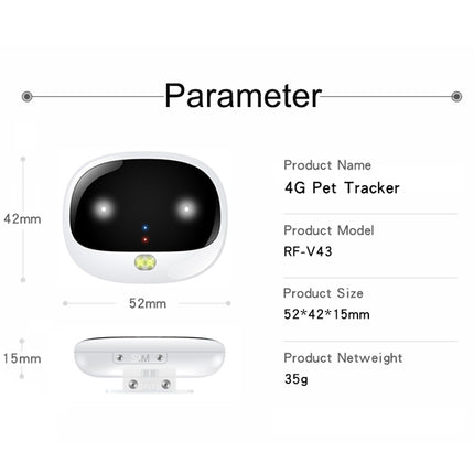 RF-V43 A Style IP67 Waterproof GPS + LBS + WiFi Pet Locator Pet Collar Tracking Device For Asia/Europe/Africa/Australia, RF-V43 A Style (Black), RF-V43 A Style (White) - DealBuddy