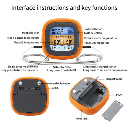 TS-6601-2 Kitchen Baking Touch Digital Double-Needle Color Screen Food Thermometer - DealBuddy